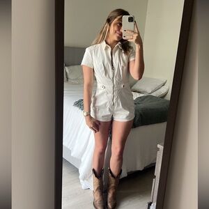 Urban Outfitters white cargo romper